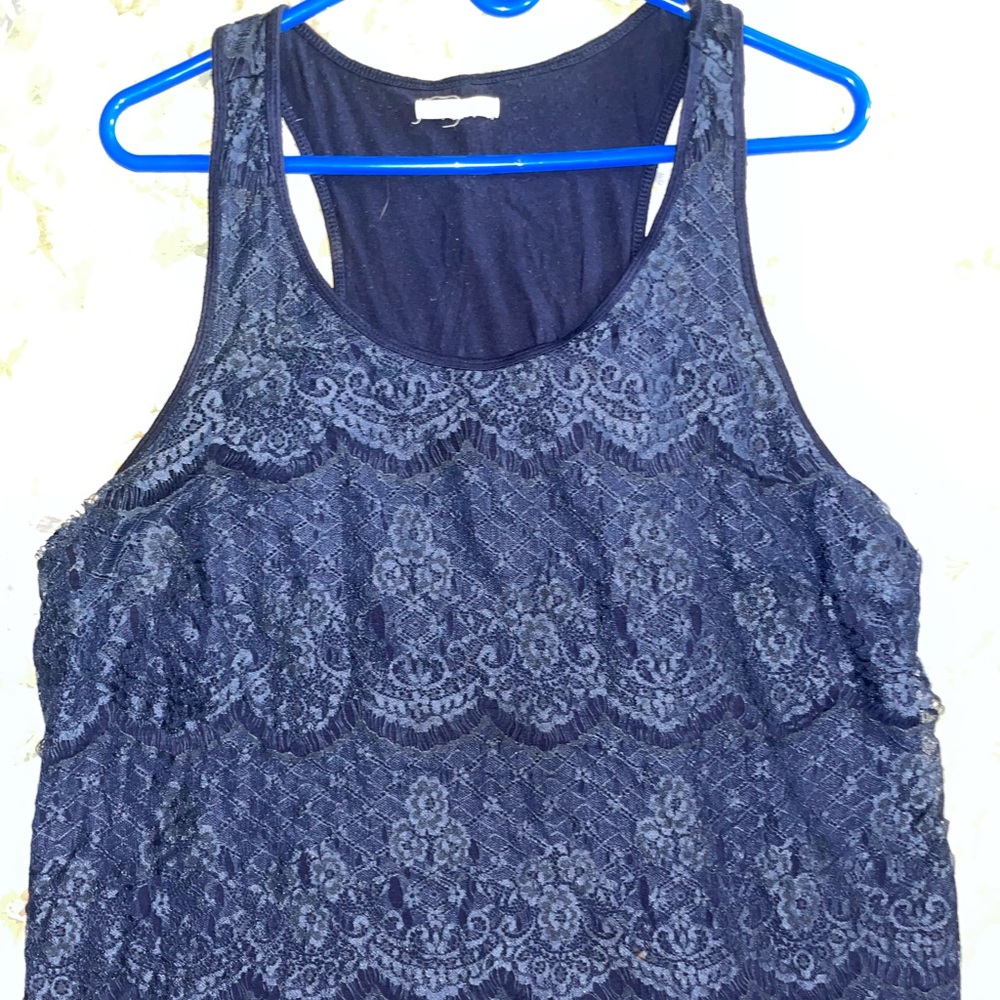 2X Dark Blue lace tank top